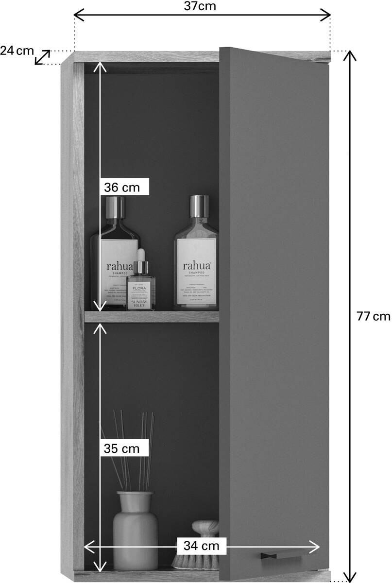 Badezimmer-Set MASON Nox Oak Nachbildung edles Basaltgrau Nachbildung B/H/T: ca. 112x190x34 cm