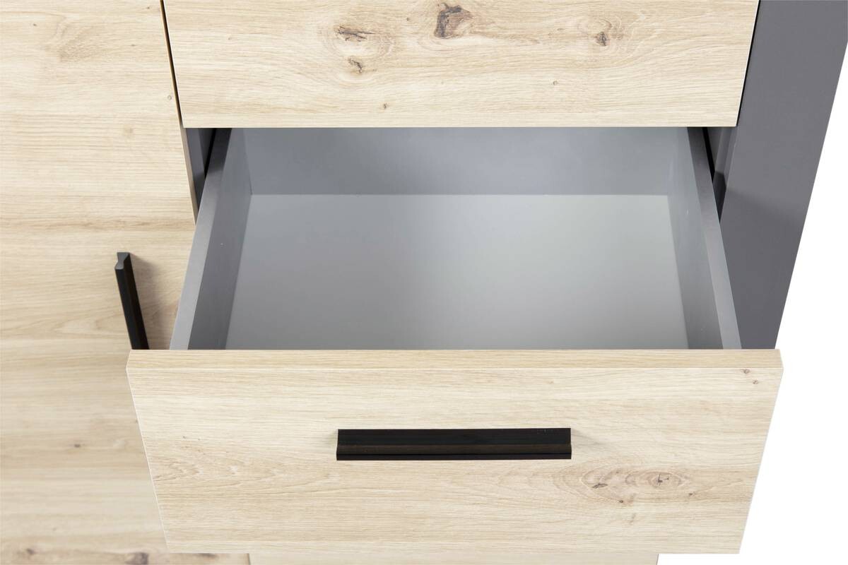 Kommode Corbeto 1T4S anthrazit Artisan Nachbildung B/H/T: ca. 94x86x40 cm