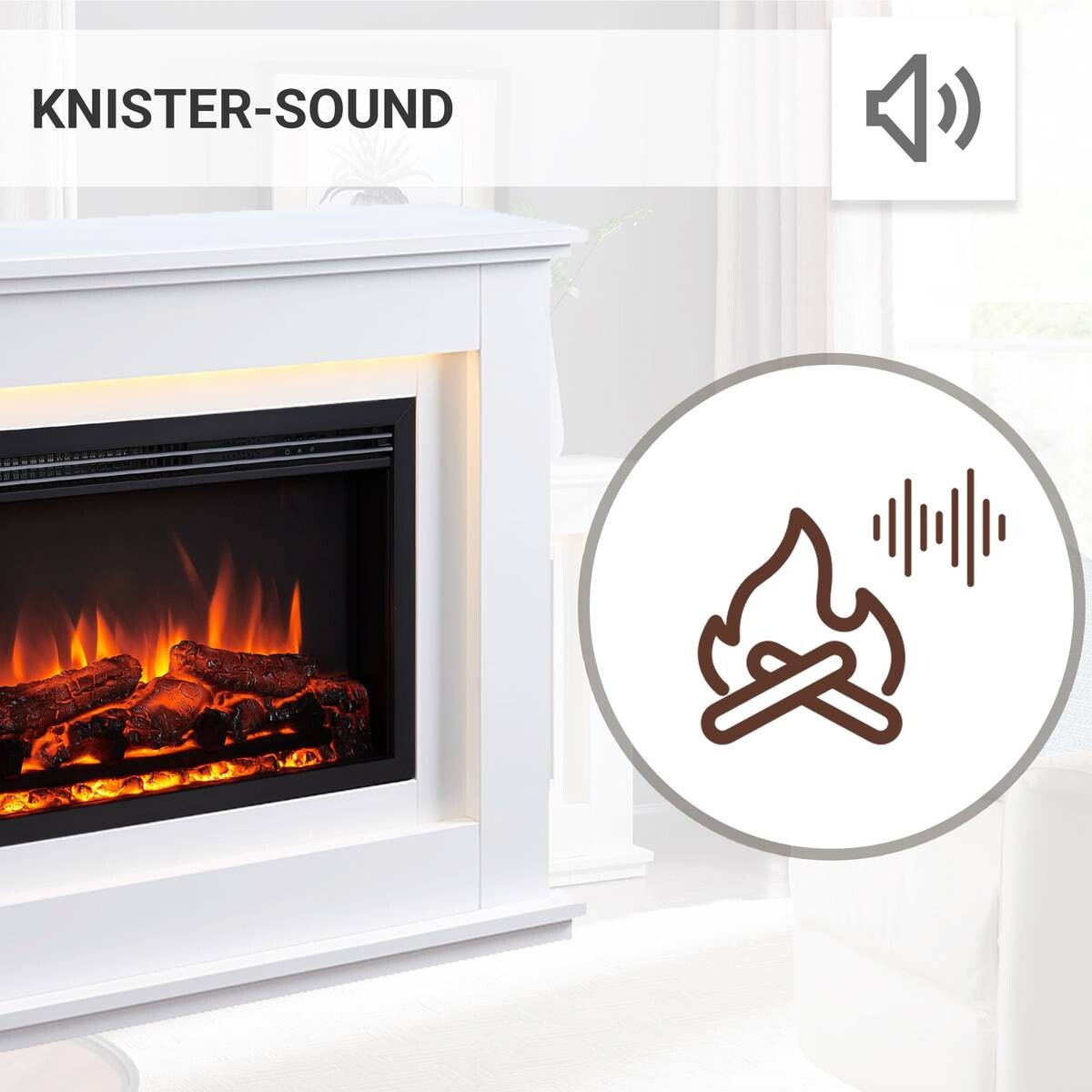 Balderia Elektrischer-Kamin Baldur EF61D-MT119A weiß MDF B/H/T: ca. 100x83x28 cm ca. 2000 W