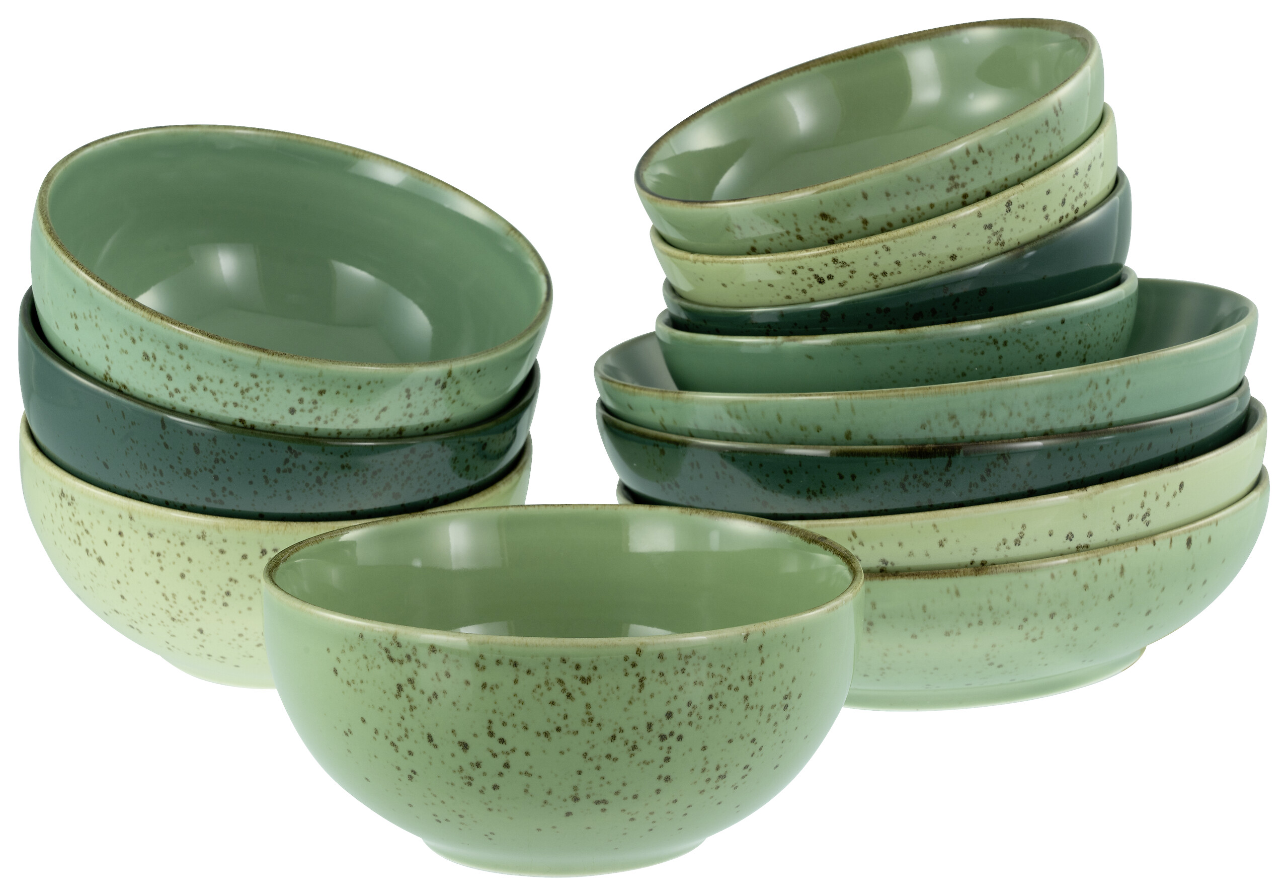 CreaTable Schüsselset Nature Collection grün Steinzeug