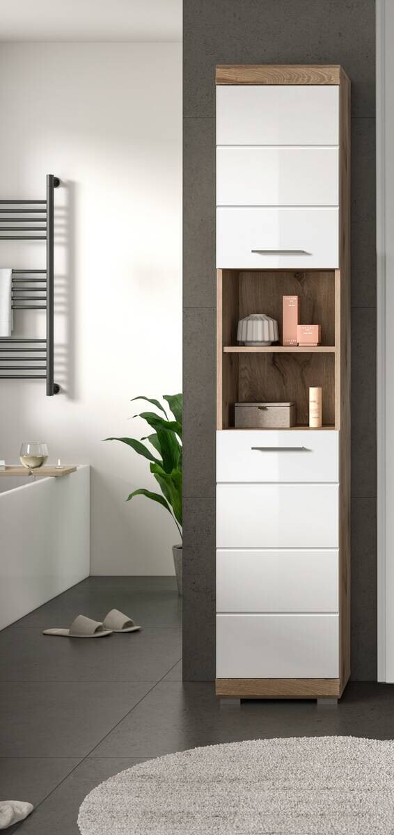 Hochschrank Wave Oak Nachbildung weiß Hochglanz B/H/T: ca. 37x191x31 cm Hochschrank Wave Oak Nachbildung weiß Hochglanz B/H/T: ca. 37x191x31 cm