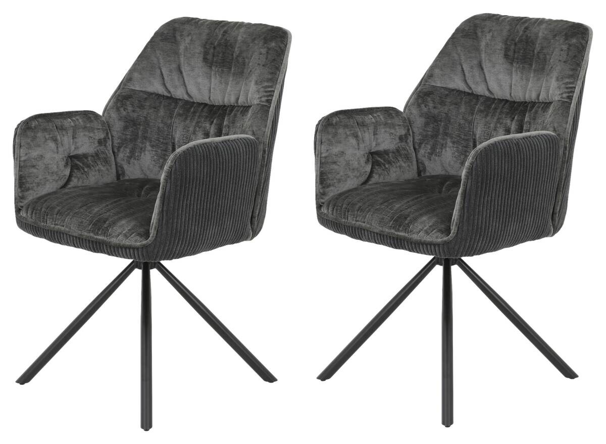 Sessel Amira, 2er-Set anthrazit B/H/T: ca. 56x89x61 cm