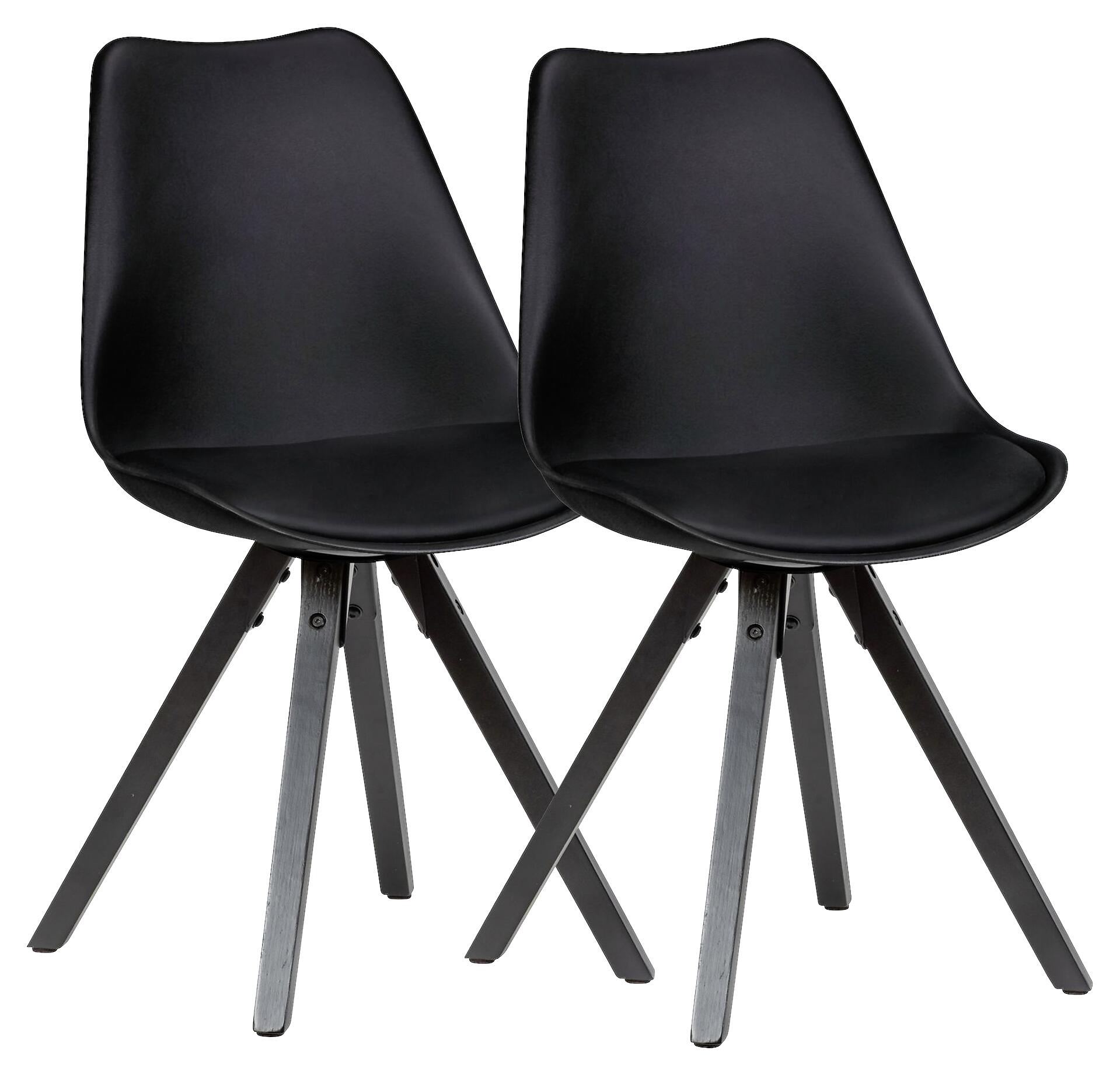 Stuhl 2er-Set schwarz schwarz schwarz Kunststoff Kunstleder Echtholz B/H/T: ca. 49x87x52 cm