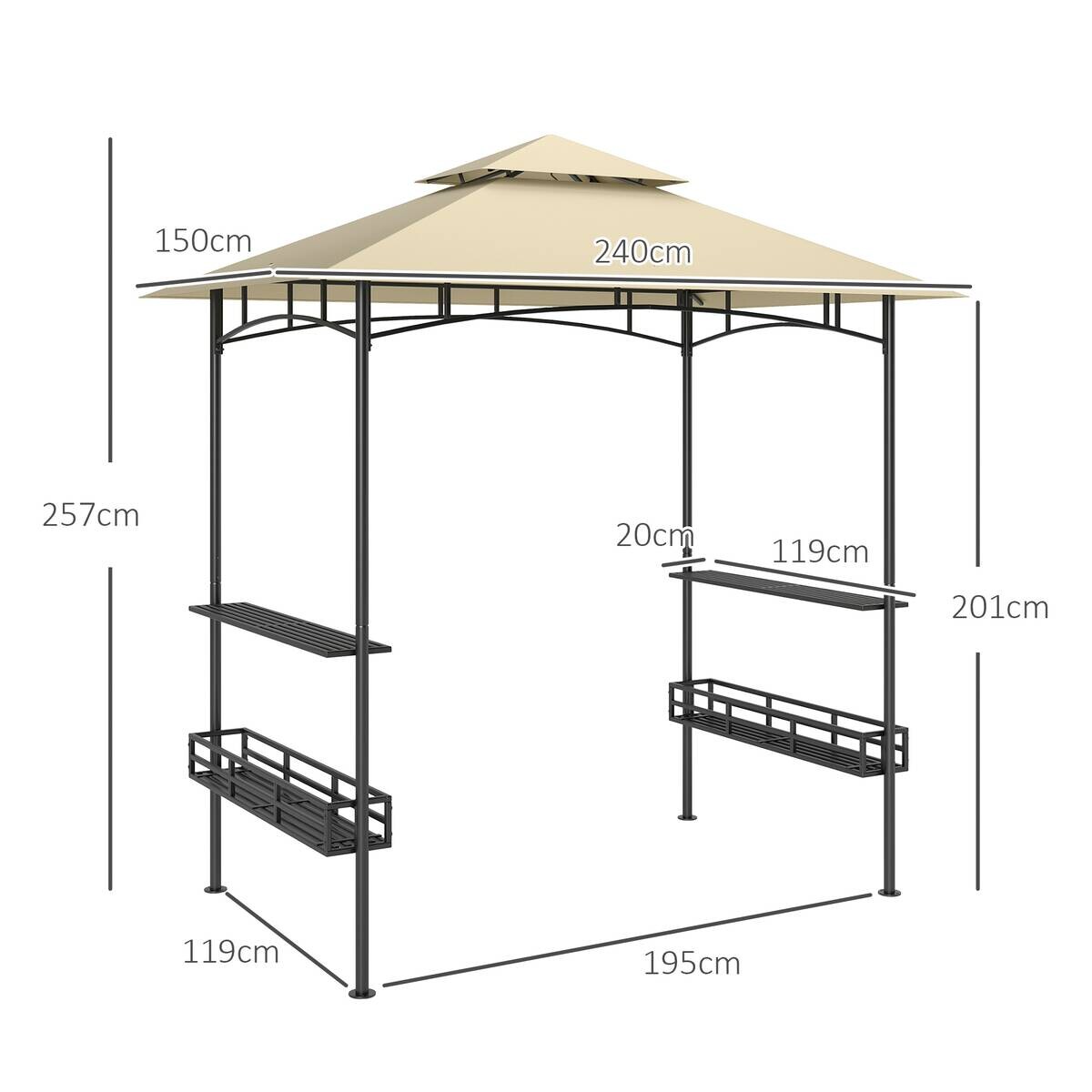 Outsunny Grillpavillon beige Stahl B/H/L: ca. 150x257x240 cm