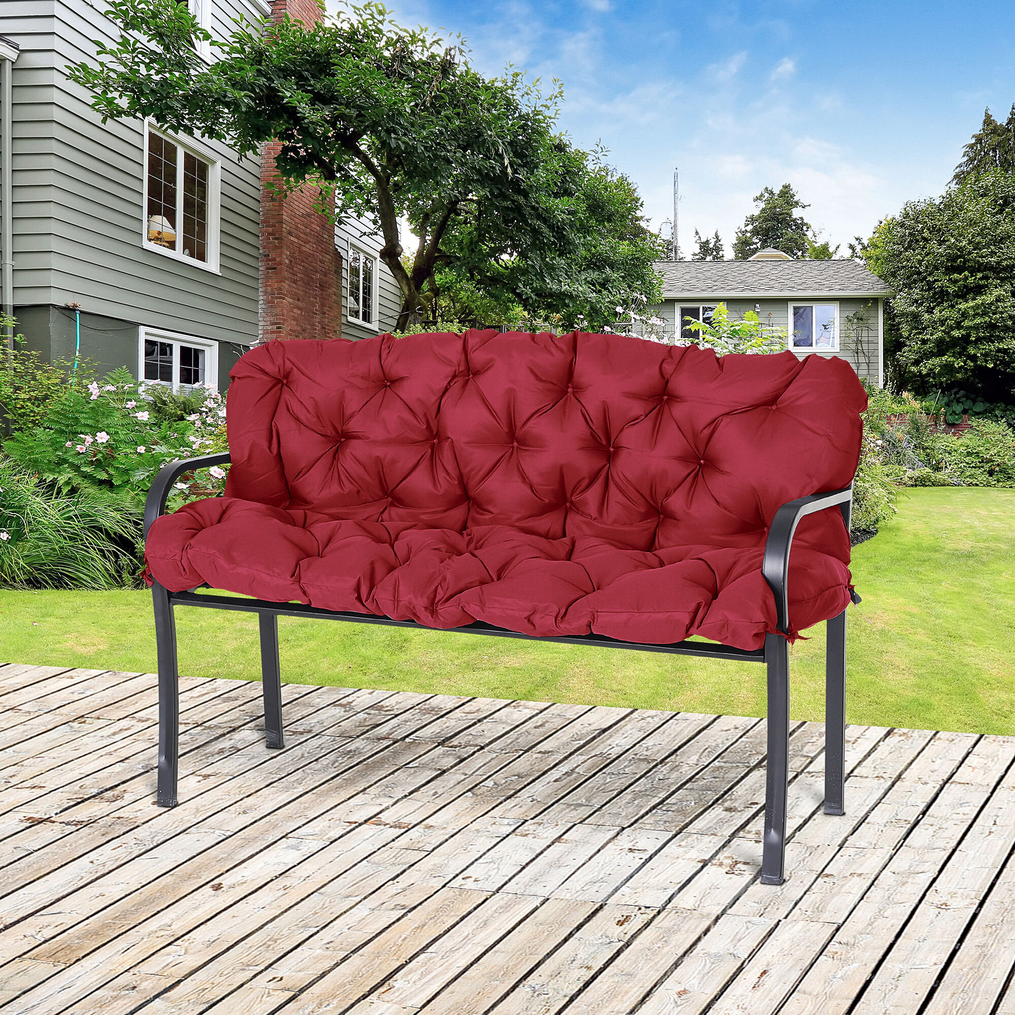 Outsunny Bankauflage rot Polyester B/H/L: ca. 150x8x98 cm