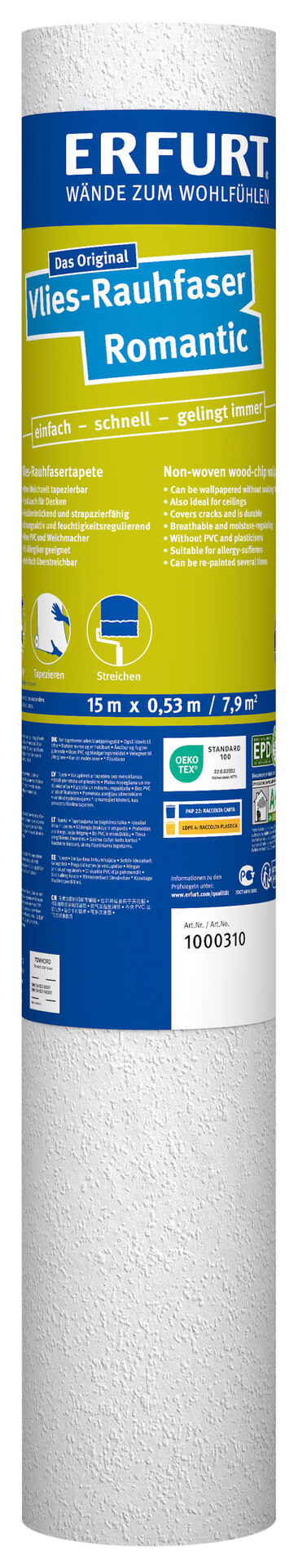 Erfurt Rauhfaser Romantic weiß B/L: ca. 53x1500 cm strukturiert