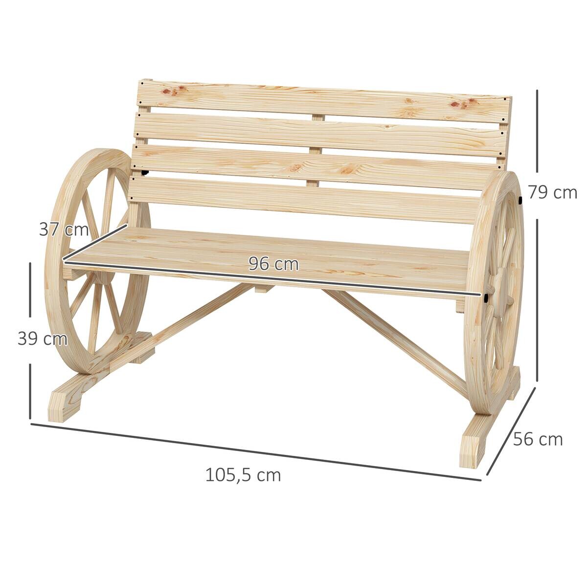 Outsunny Gartenbank natur Holz B/H/L: ca. 56x105,5x79 cm