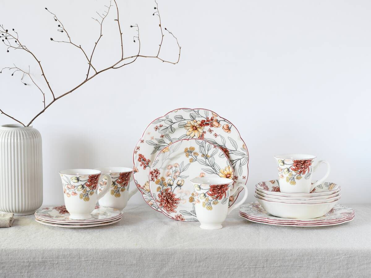 CreaTable Kombiservice Fiore bunt Steingut 16 tlg.