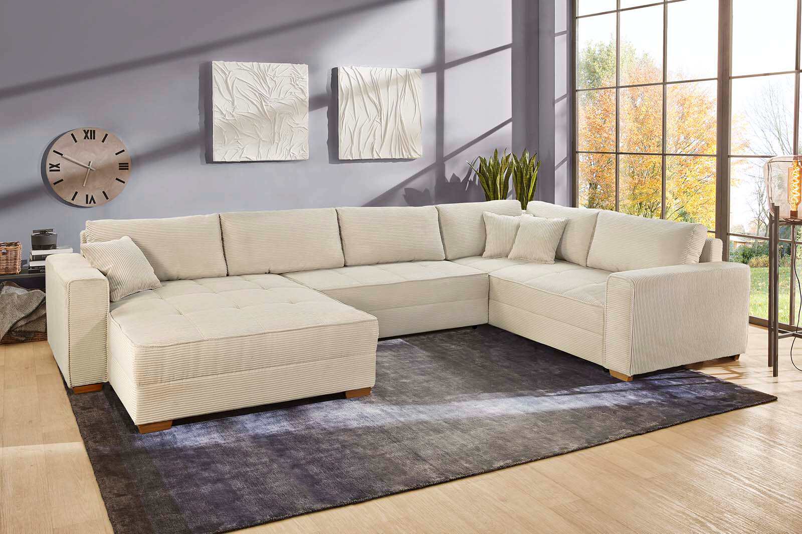 Wohnlandschaft beige Microfaser B/H/T: ca. 379x86x227 cm Wohnlandschaft beige Microfaser B/H/T: ca. 379x86x227 cm