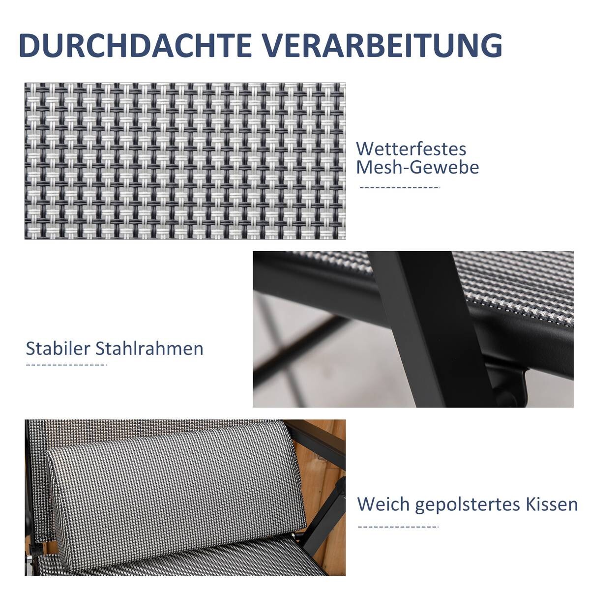 Outsunny Sonnenliege grau Mesh B/H/L: ca. 65x111x70 cm