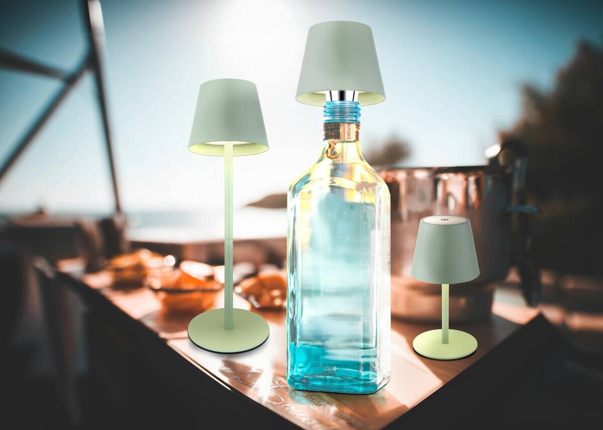 GLOBO LED-Tischleuchte Opal hellgrün Metall Kunststoff H/D: ca. 36x11,5 cm 1 Brennstellen