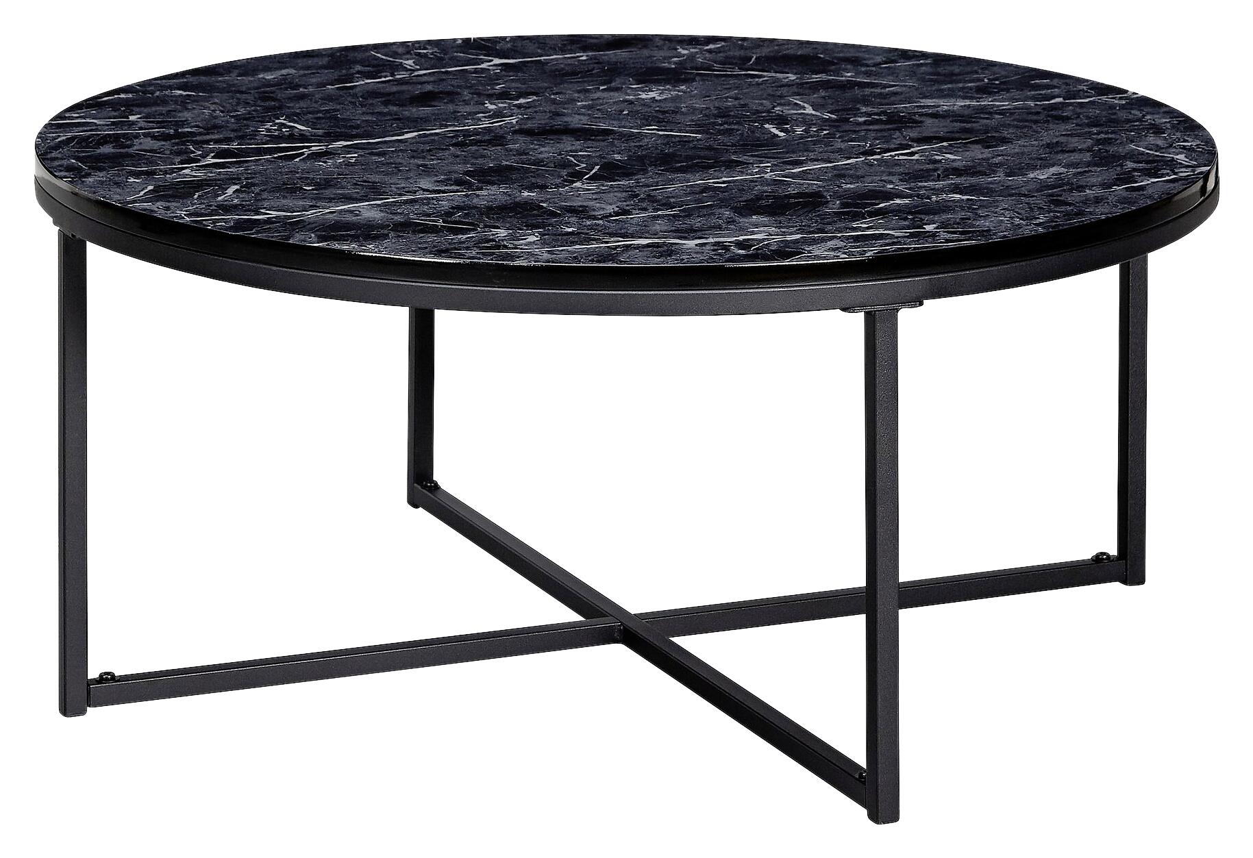 Wohnling Couchtisch schwarz Marmor schwarz MDF Stahl B/H/T: ca. 80x35x80 cm Wohnling Couchtisch schwarz Marmor schwarz MDF Stahl B/H/T: ca. 80x35x80 cm