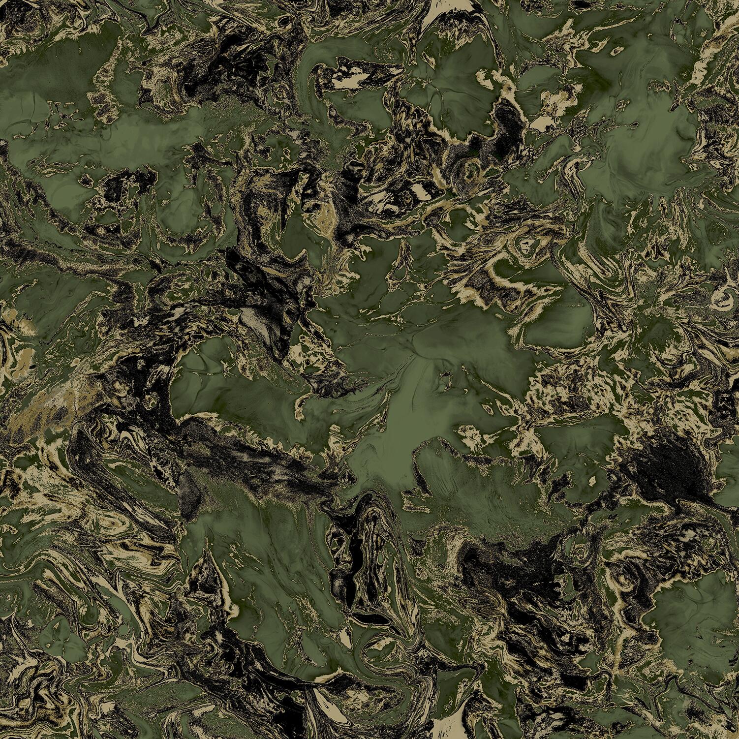 Vinyltapete Marmoroptik grün gold B/L: ca. 53x1005 cm