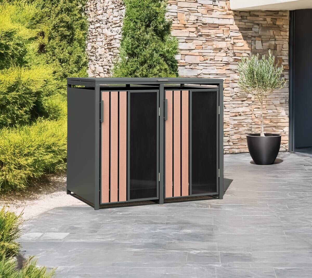 Westmann Mülltonnenbox Status anthrazit B/H/L: ca. 132x116x80 cm