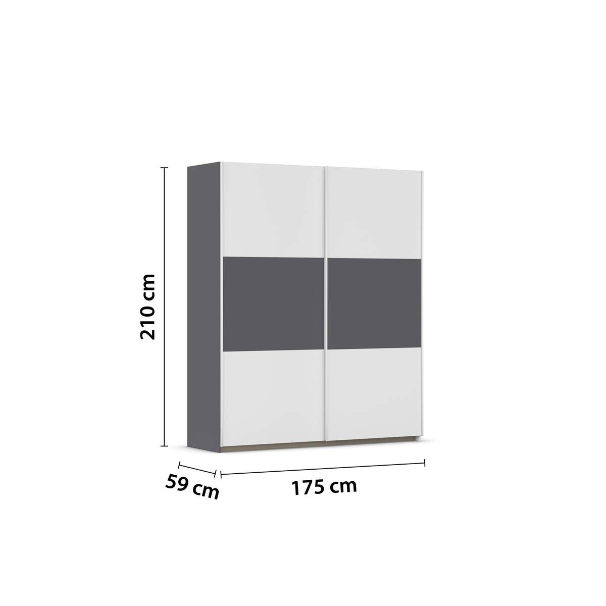 Kleiderschrank Oslo Alpinweiß grau B/H/T: ca. 175x210x59 cm