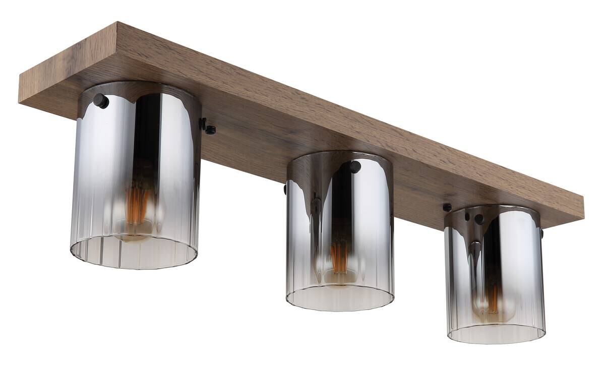 GLOBO Deckenleuchte dunkelbraun Rauch MDF Glas B/H/T: ca. 16x18x71 cm 3 Brennstellen