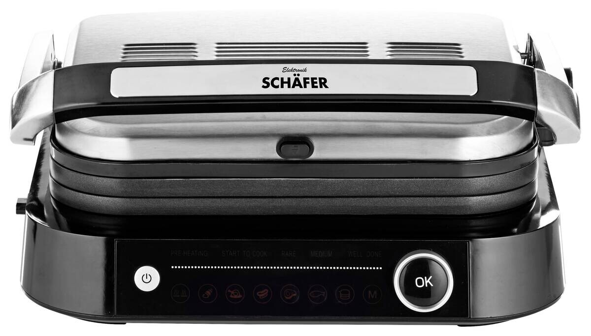 SCHÄFER Kontaktgrill schwarz Kunststoff Edelstahl B/H/L: ca. 22x43x38 cm SCHÄFER Kontaktgrill schwarz Kunststoff Edelstahl B/H/L: ca. 22x43x38 cm