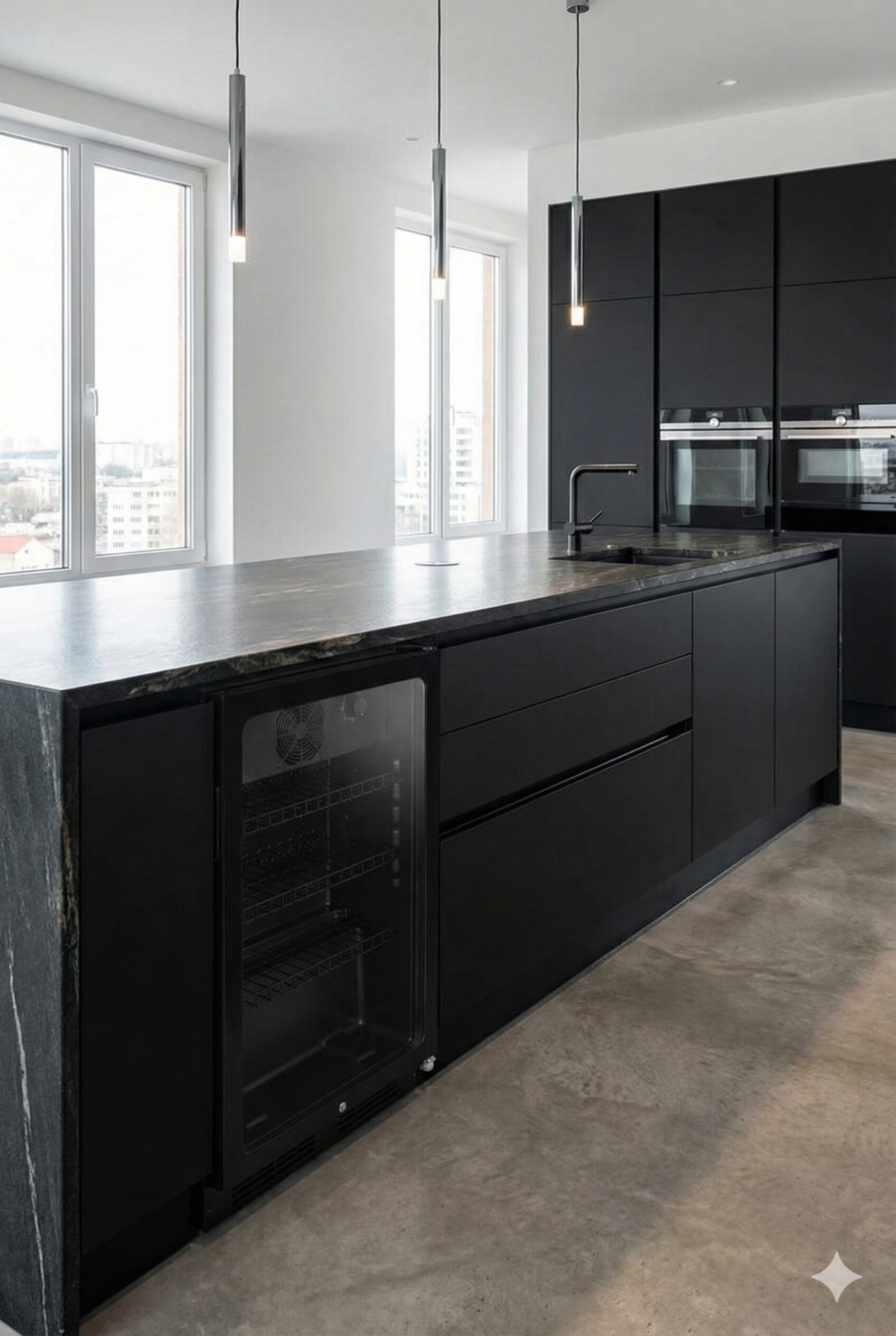 POCOline Kühlschrank schwarz B/H/T: ca. 54x84x54,5 cm