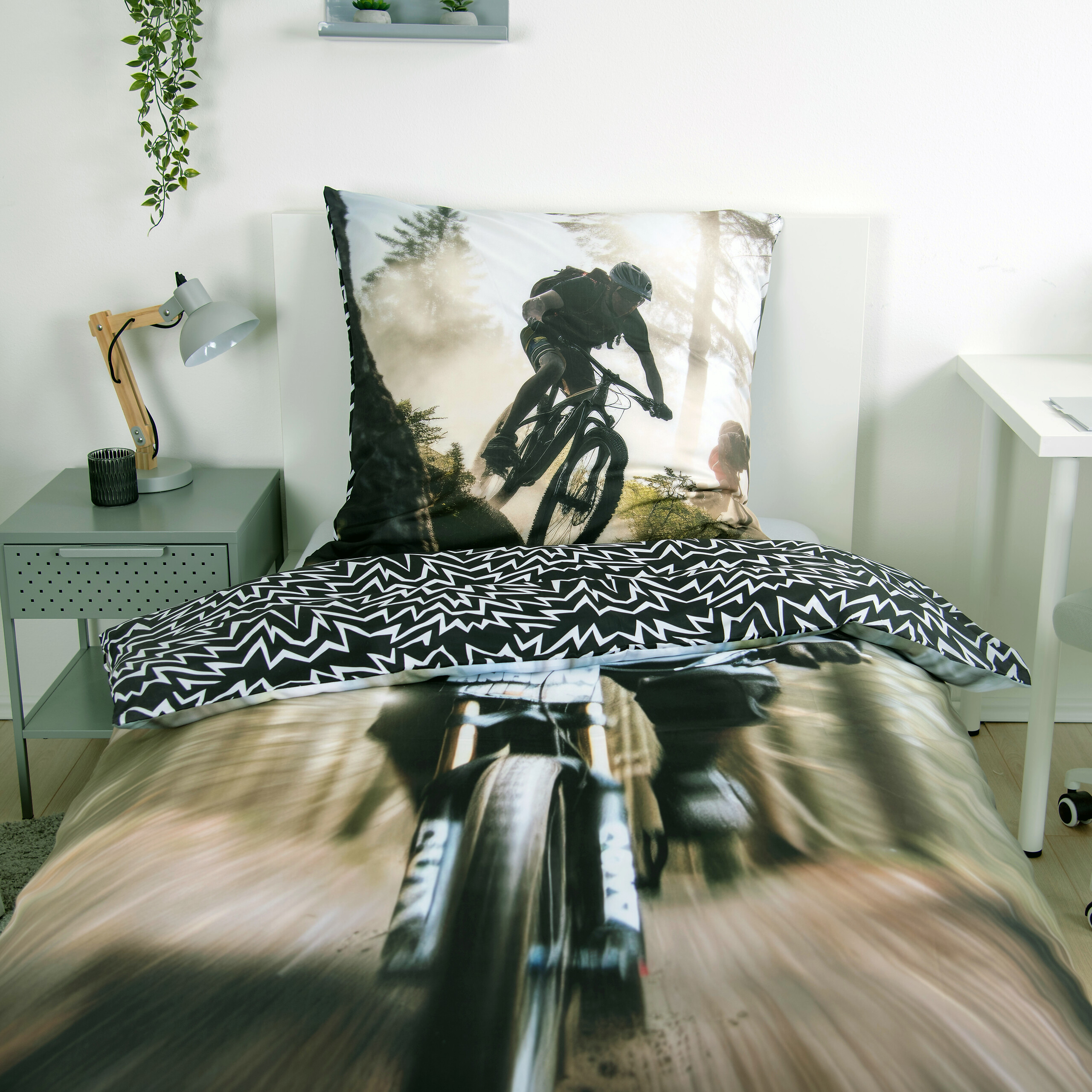 Microfaser Bettwäsche Mountainbike bunt Polyester