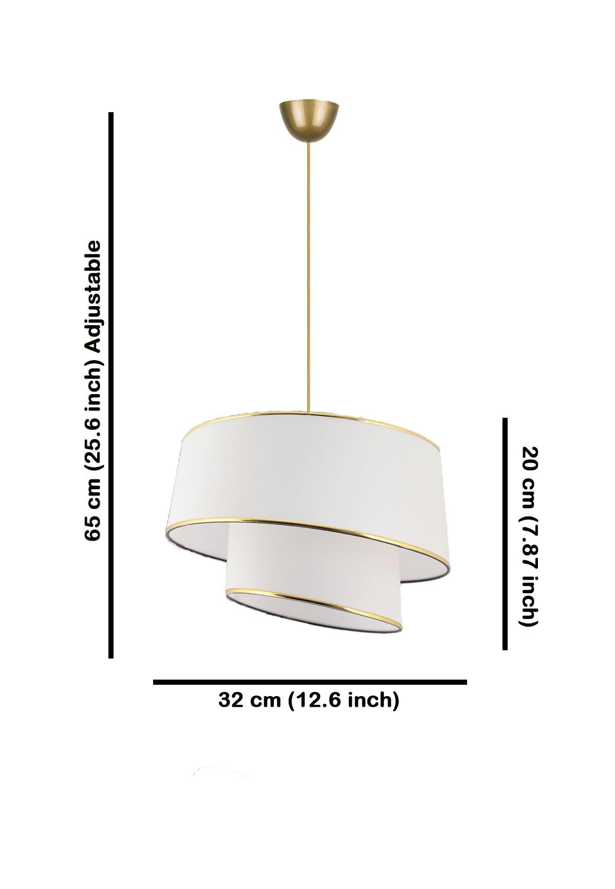 Opviq Pendelleuchte Barette gold weiß Metall Stoff B/H/L: ca. 32x70x32 cm E27 1 Brennstellen