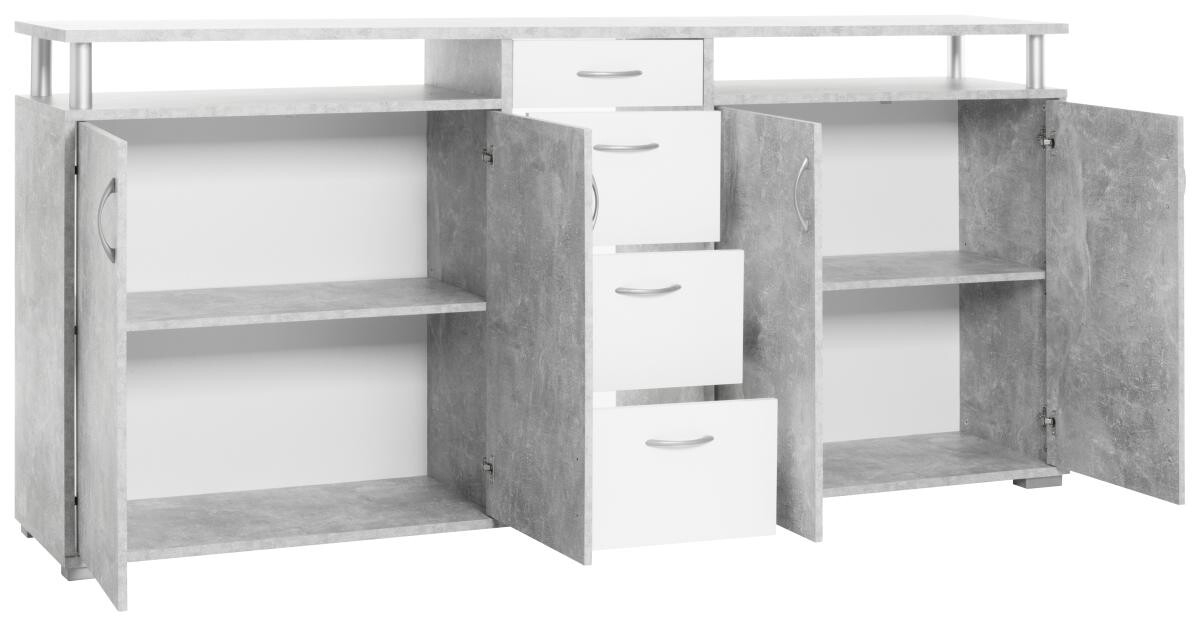 Sideboard Maximo Beton Optik weiß B/H/T: ca. 208x94x38 cm