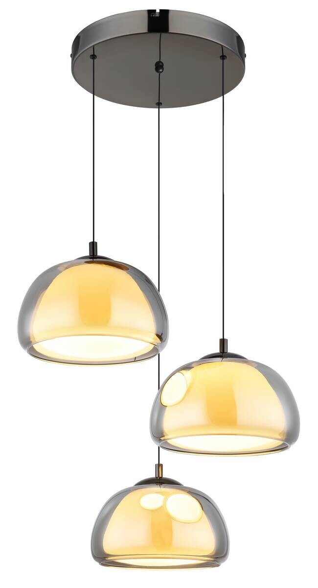 GLOBO Hängeleuchte Chrom schwarz Glas Metall B/H/L: ca. 53x25,5x57 cm