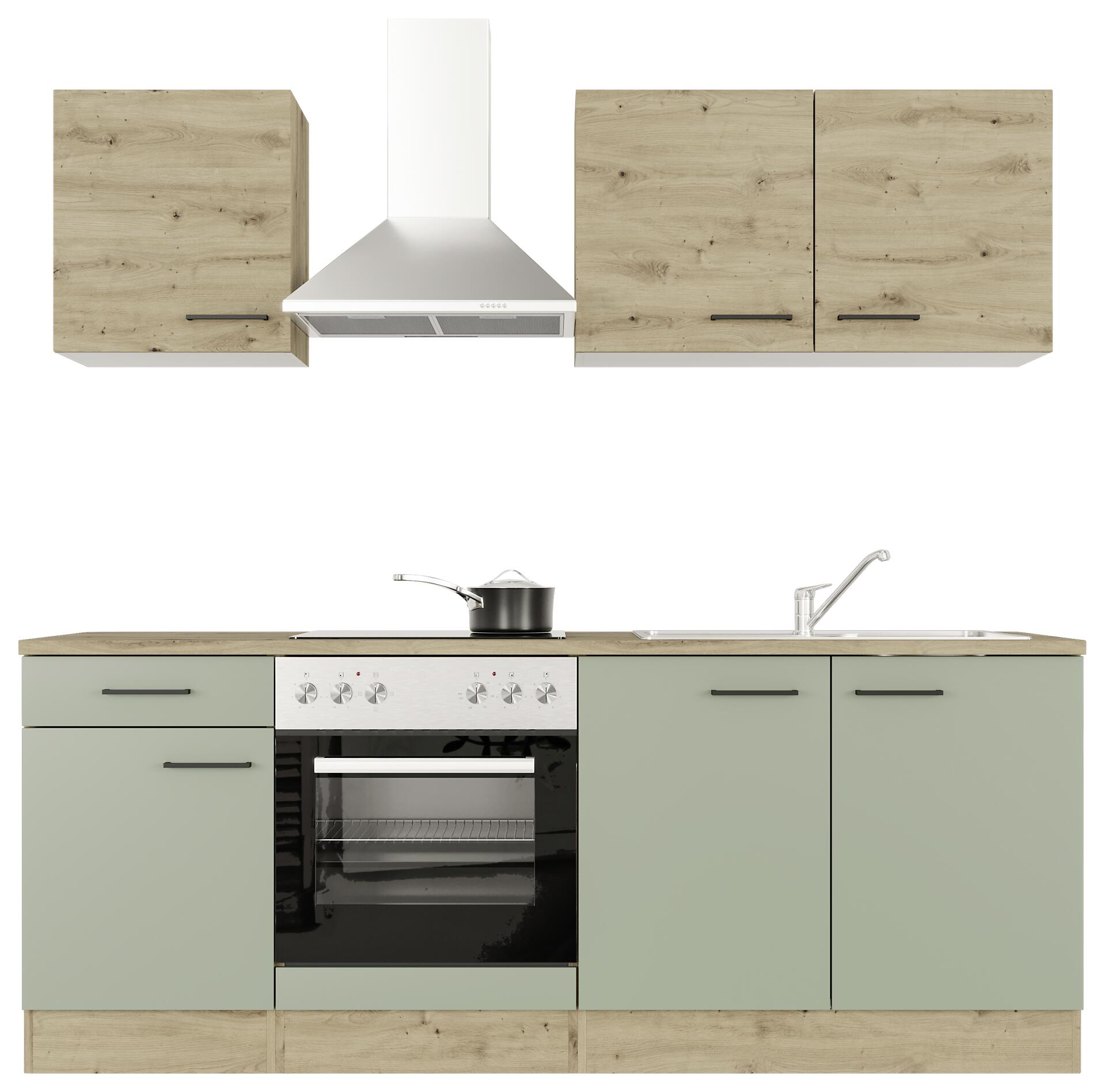 Küchenblock Cara grün matt B/H/T: ca. 210x200x60 cm