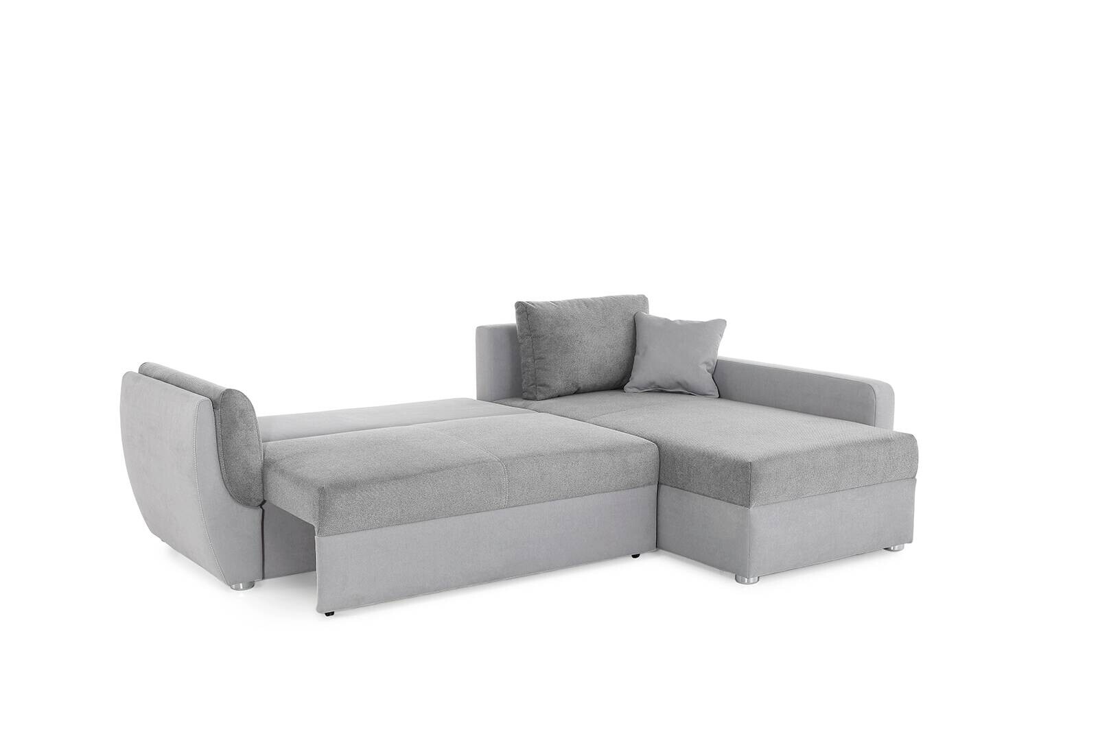 Ecksofa mit Bettfunktion und Bettkasten grau Polyester B/H/T: ca. 247x82x178 cm