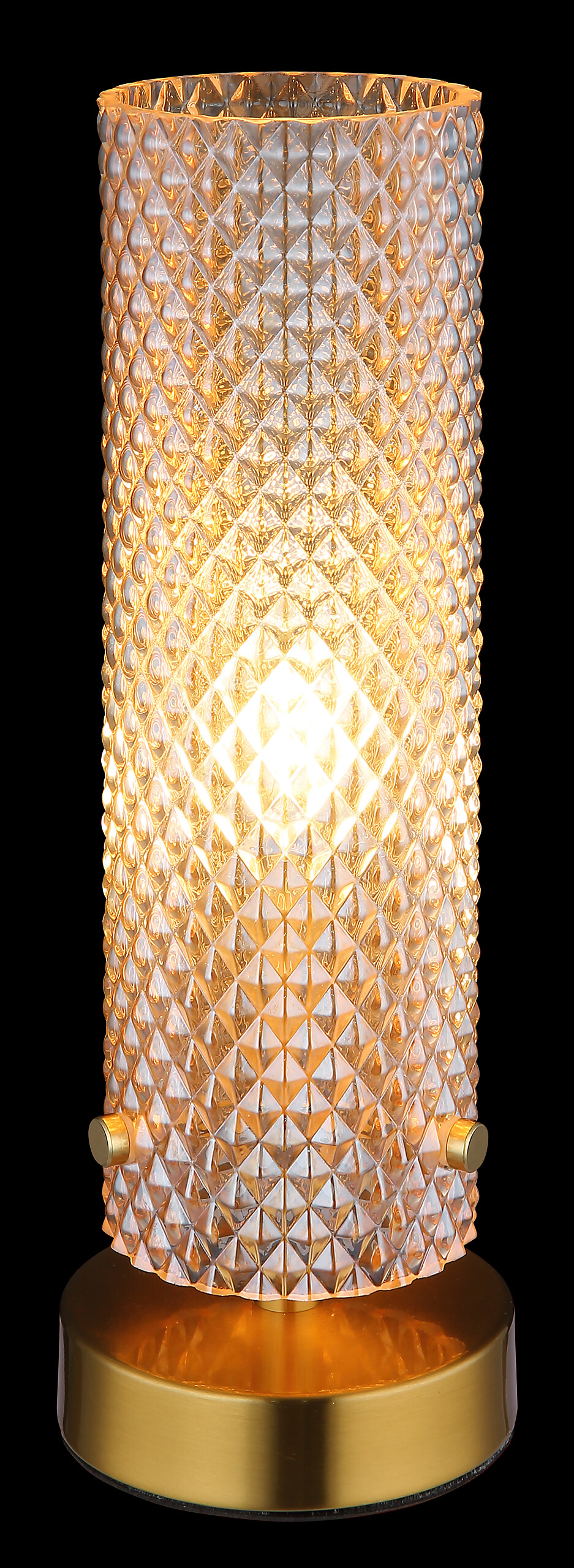 GLOBO Tischleuchte gold amber Glas Metall H/D: ca. 28,5x10 cm E14 1 Brennstellen