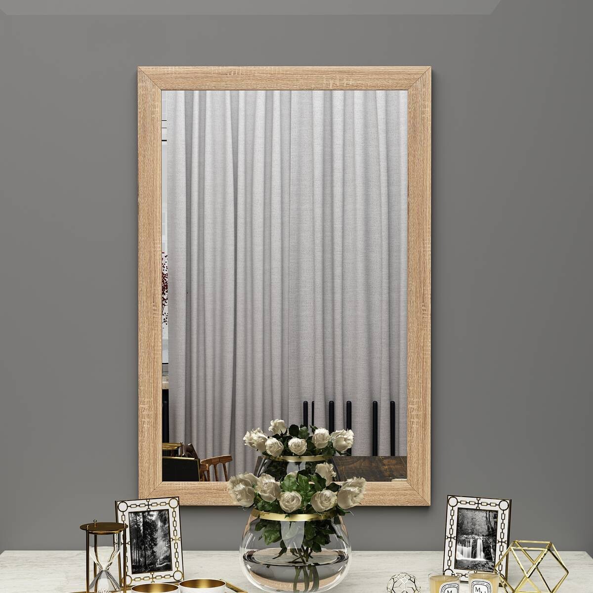 moebel17 Wandspiegel Lipa Eiche matt Nachbildung Spanplatte B/H/T: ca. 50x75x2,4 cm