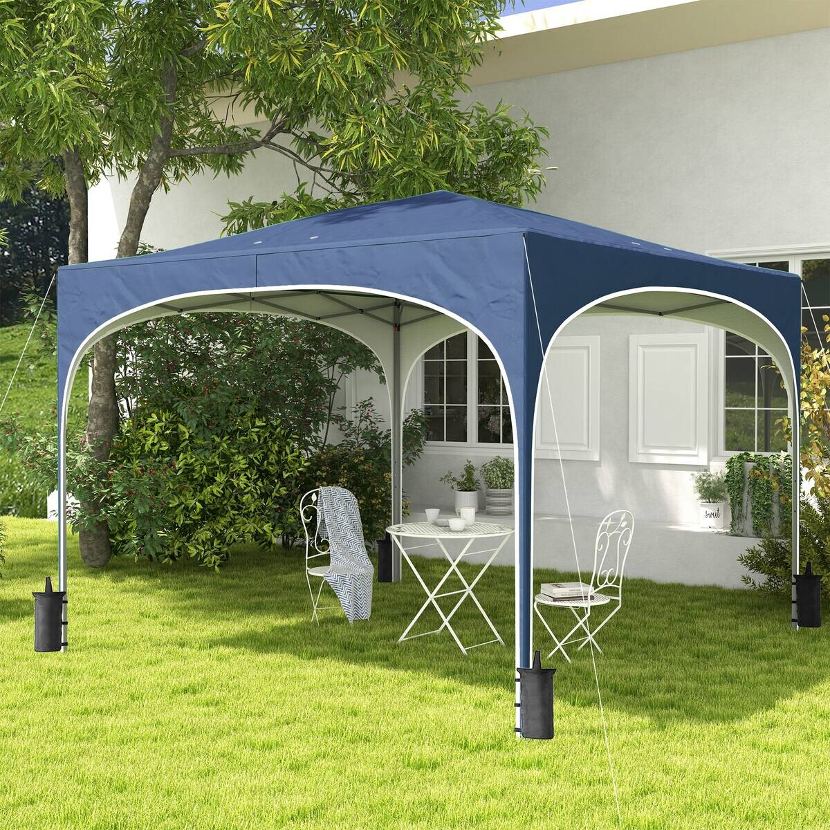 Outsunny Pavillon blau Polyester-Mischgewebe B/H/L: ca. 295x255x295 cm