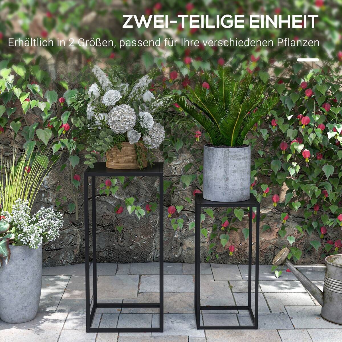 Outsunny Blumenständer schwarz Stahl B/H/L: ca. 31x65x31 cm
