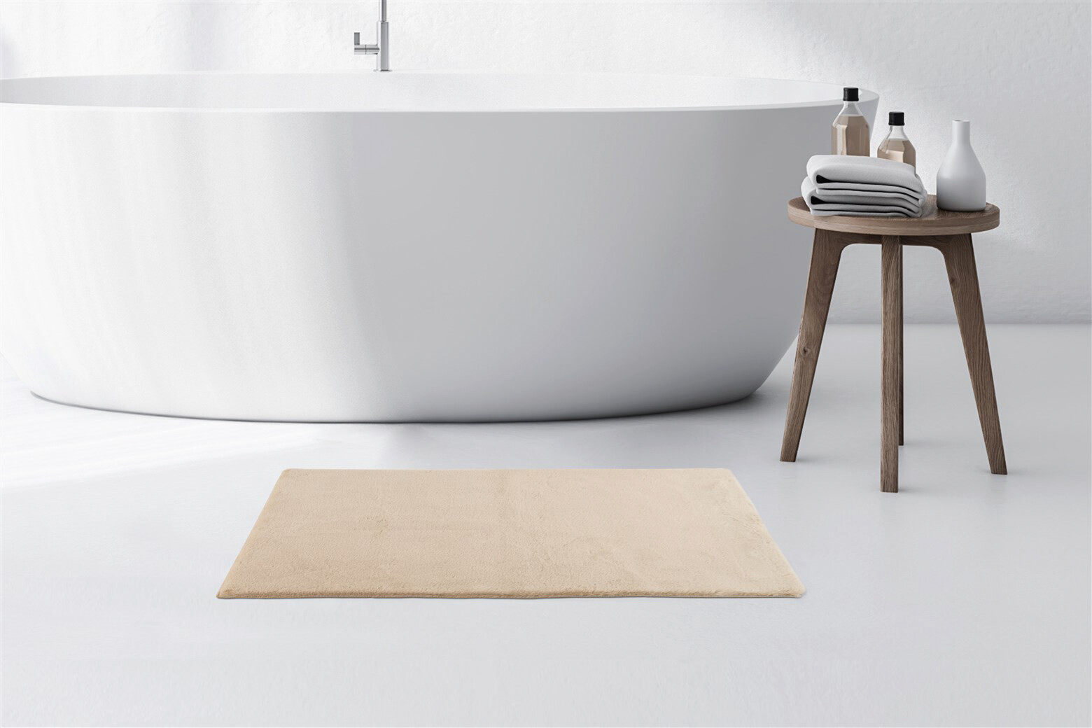 Kayoom Kurzflorteppich Badematte Rabbit Light 425 beige B/H/L: ca. 50x2,4x90 cm