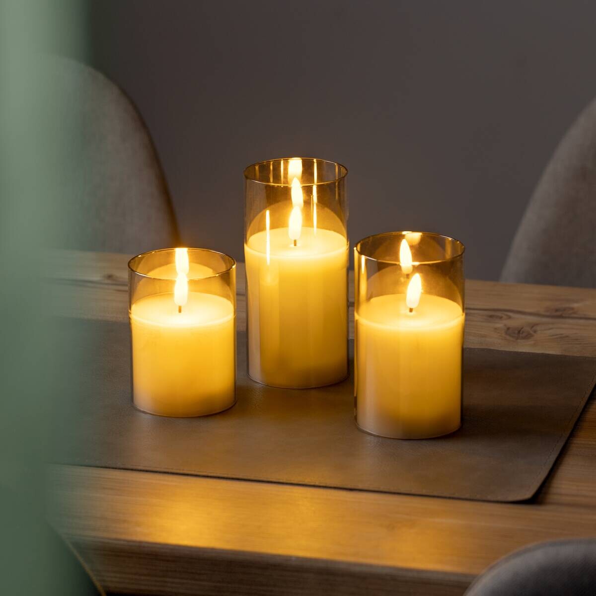 LED-Kerzen 3er Set warmweiß