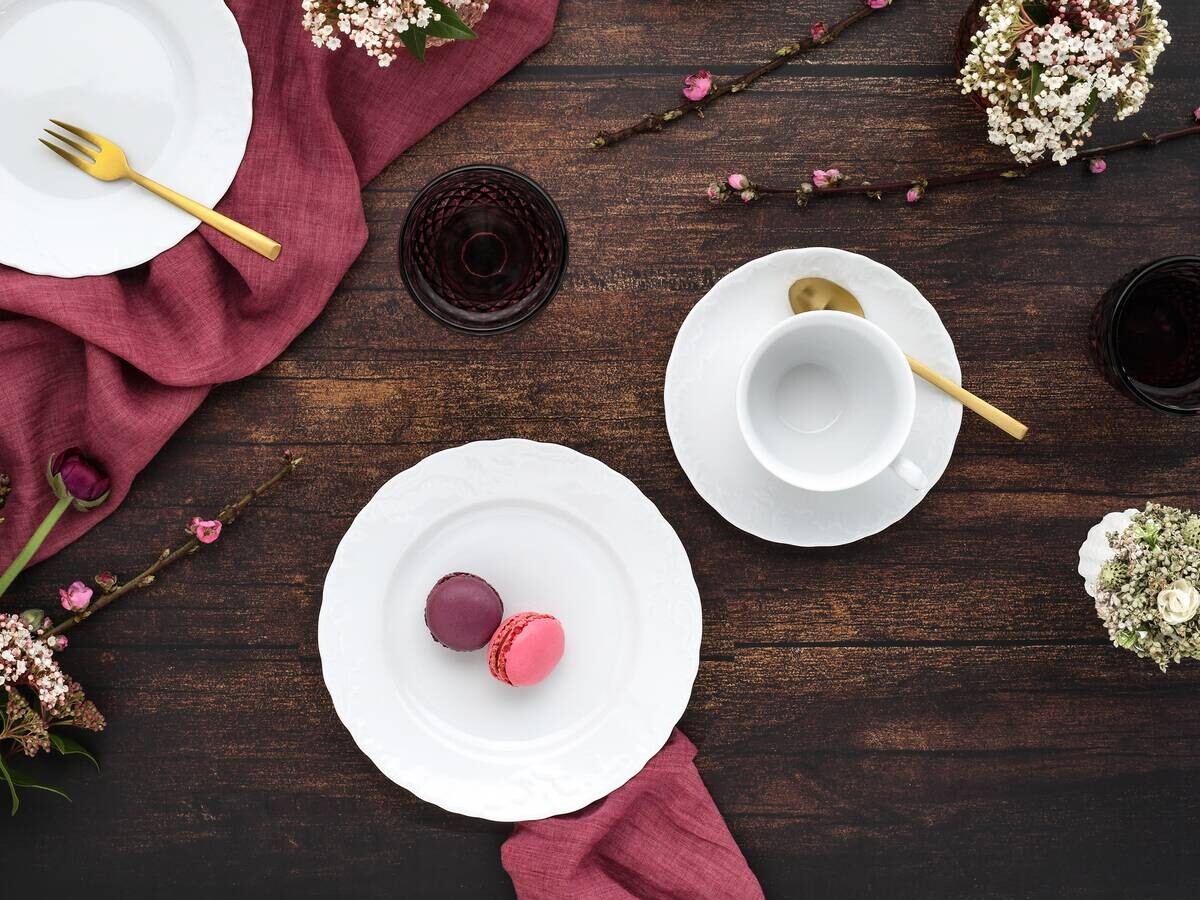 CreaTable Kaffeeservice Rokoko weiß Porzellan 18 tlg.