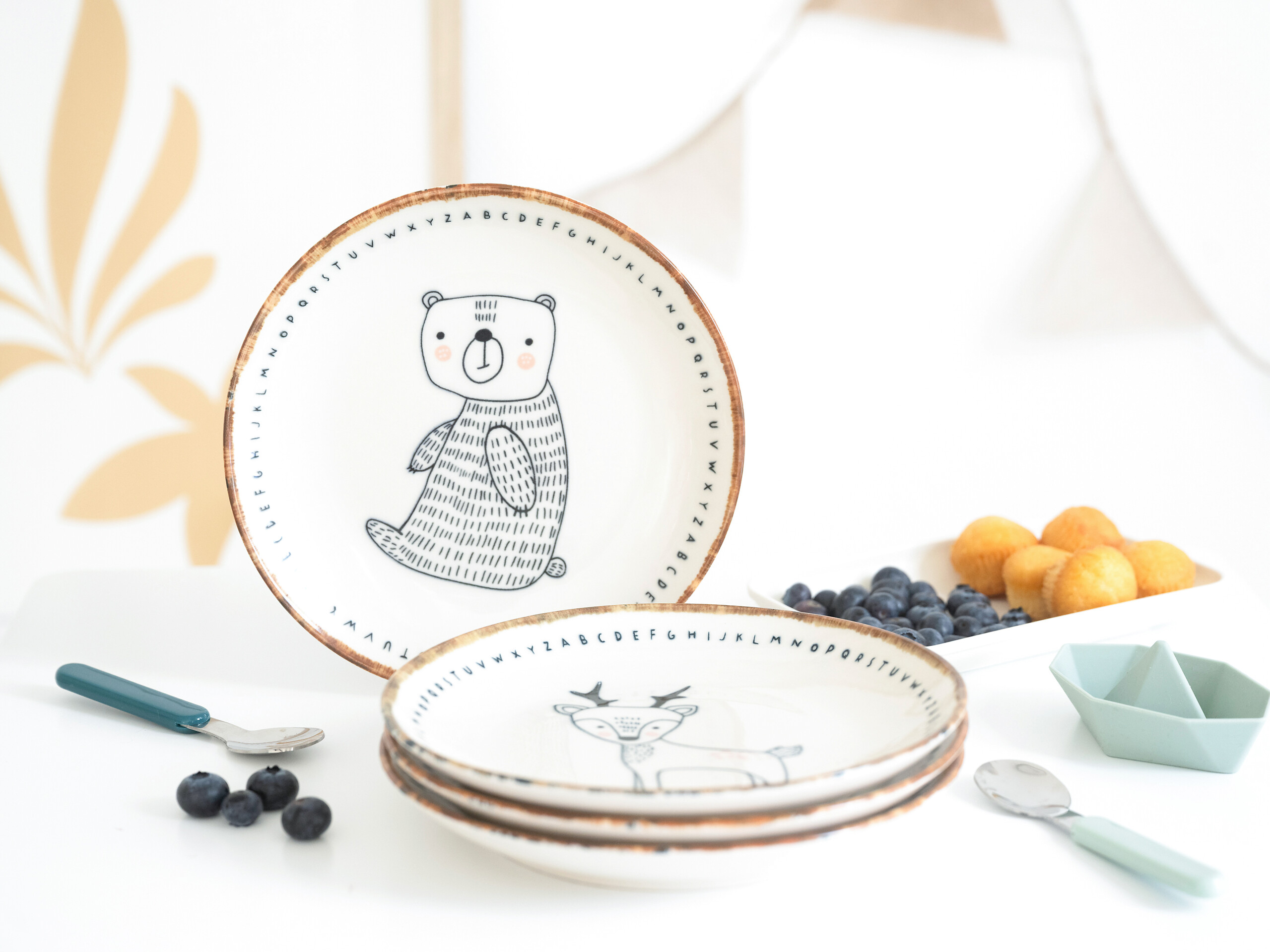 CreaTable Tellerset Freunde des Waldes braun Steinzeug D: ca. 21 cm