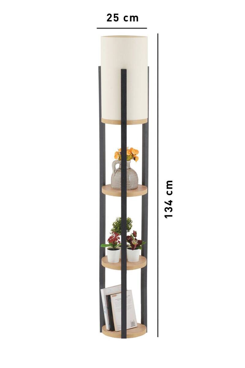 Opviq Stehleuchte Circle natur schwarz MDF B/H/L: ca. 21x135x21 cm E27 1 Brennstellen