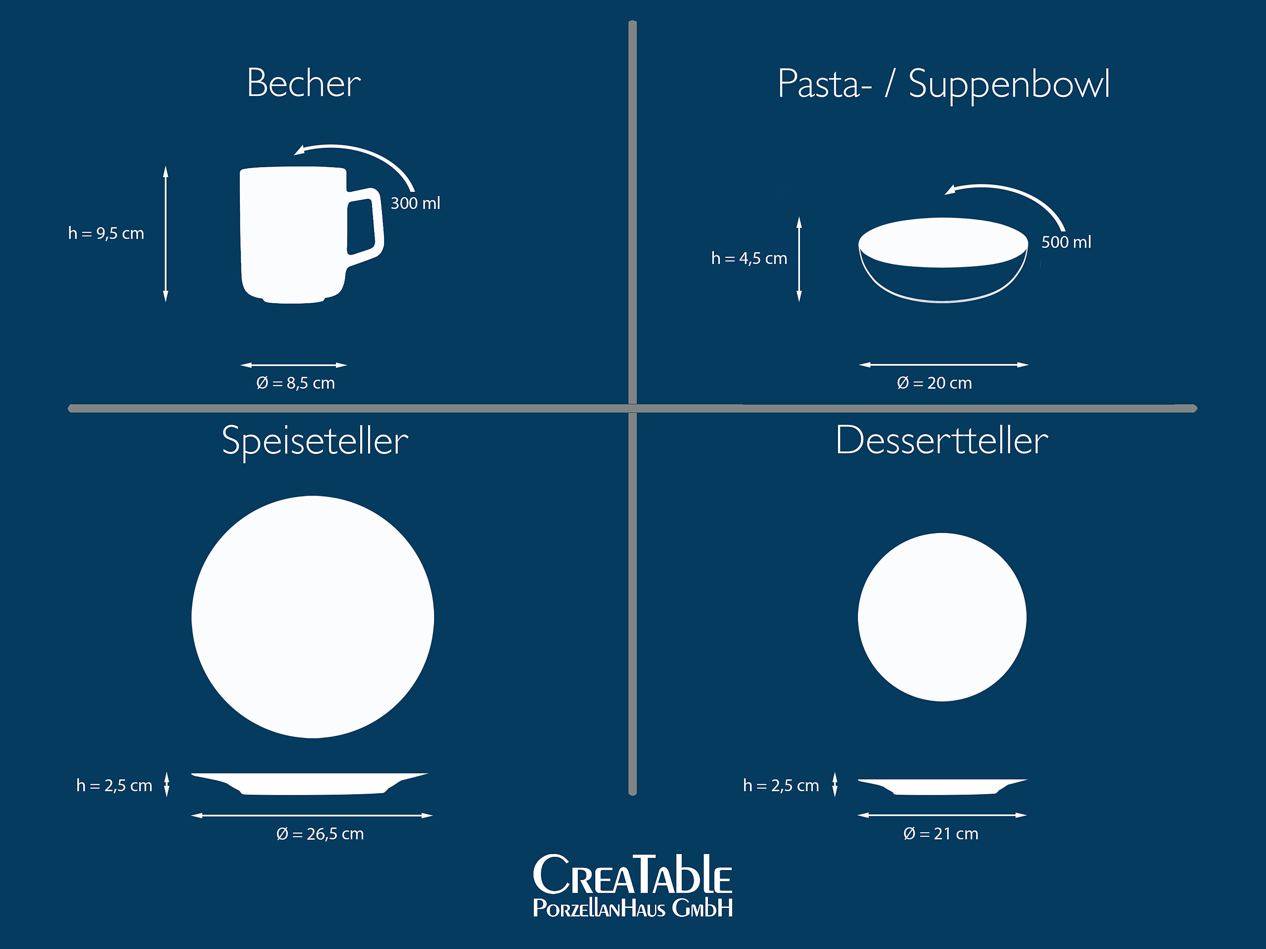 CreaTable Kombiservice Fresco blau Steingut 16 tlg.