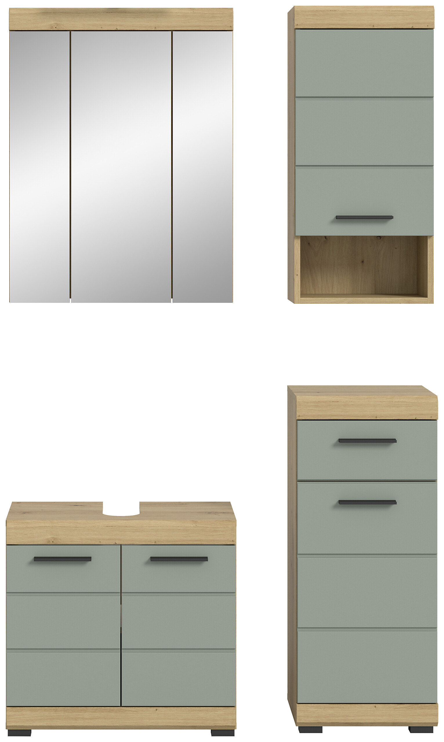 Badezimmer-Set Scout Eiche Artisan Nachbildung salbei Nachbildung B/H/T: ca. 112x191x34 cm