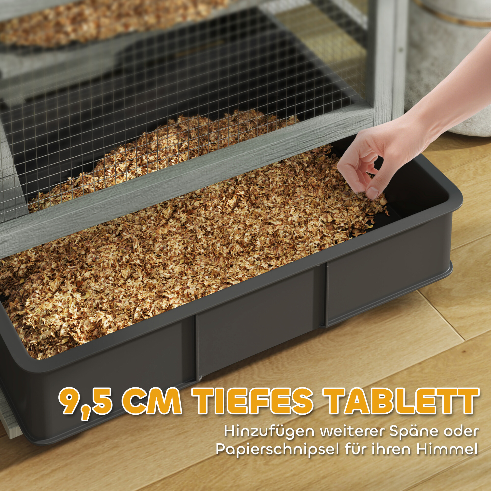 PawHut Zwerghamsterkäfig grau Holz B/H/L: ca. 45x109x65 cm