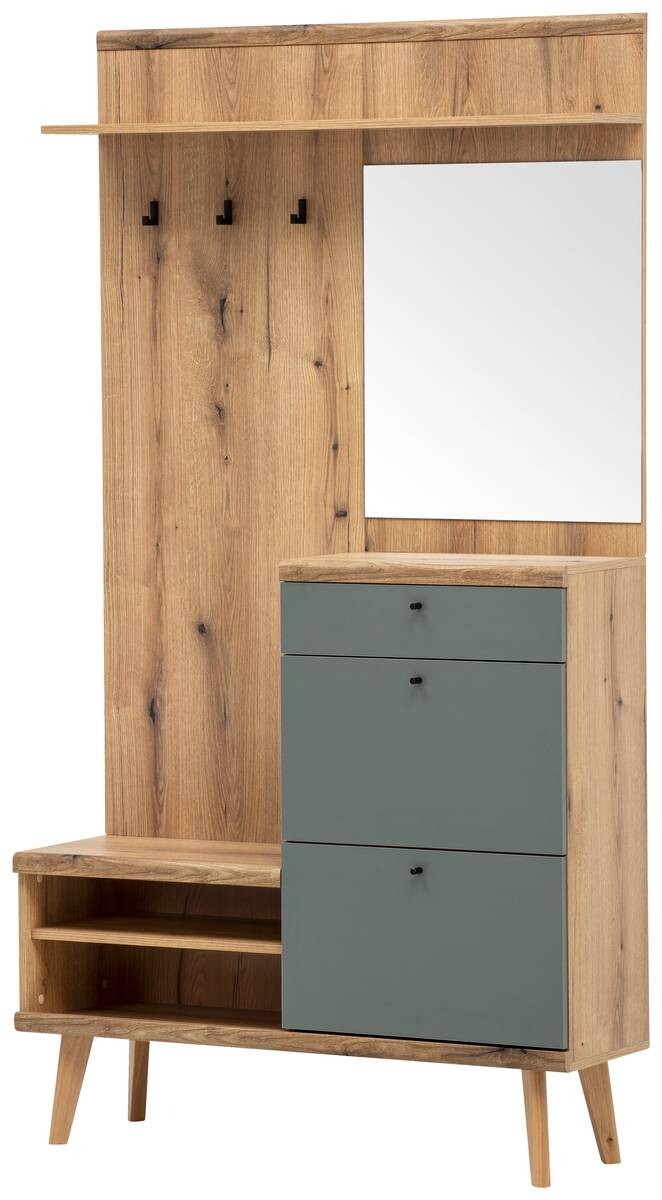 Kompaktgarderobe Alva Eiche Evoke Coast Nachbildung salbei B/H/T: ca. 110x200x34 cm