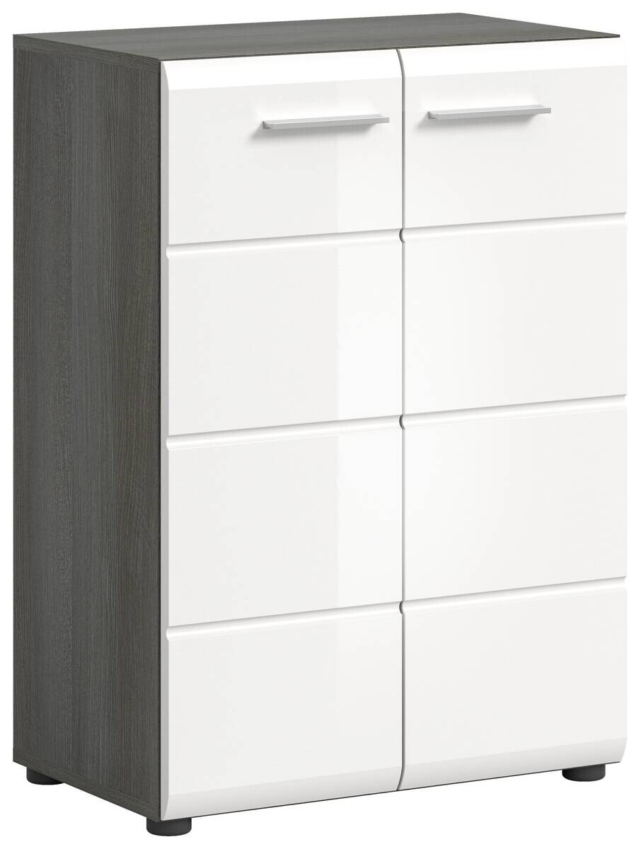 Kommode SALSA Rauchsilber Nachbildung weiß Hochglanz B/H/T: ca. 60x85x37 cm