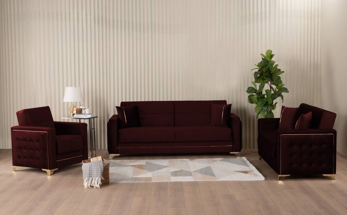 Sofa 3-2-1 Cavana bordeaux Microfaser