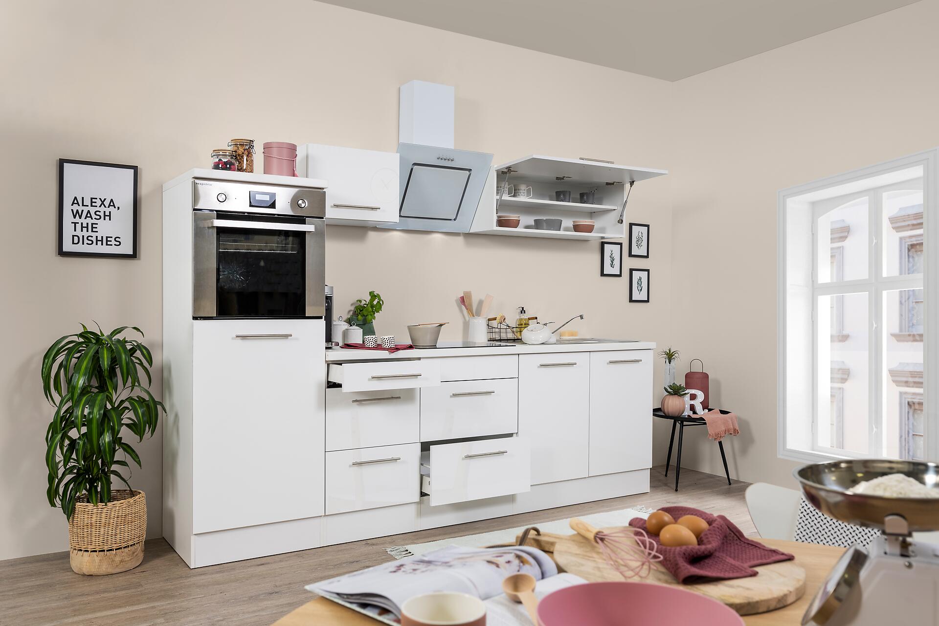 Respekta Küchenblock Amanda weiß Hochglanz B/H/T: ca. 270x200x60 cm