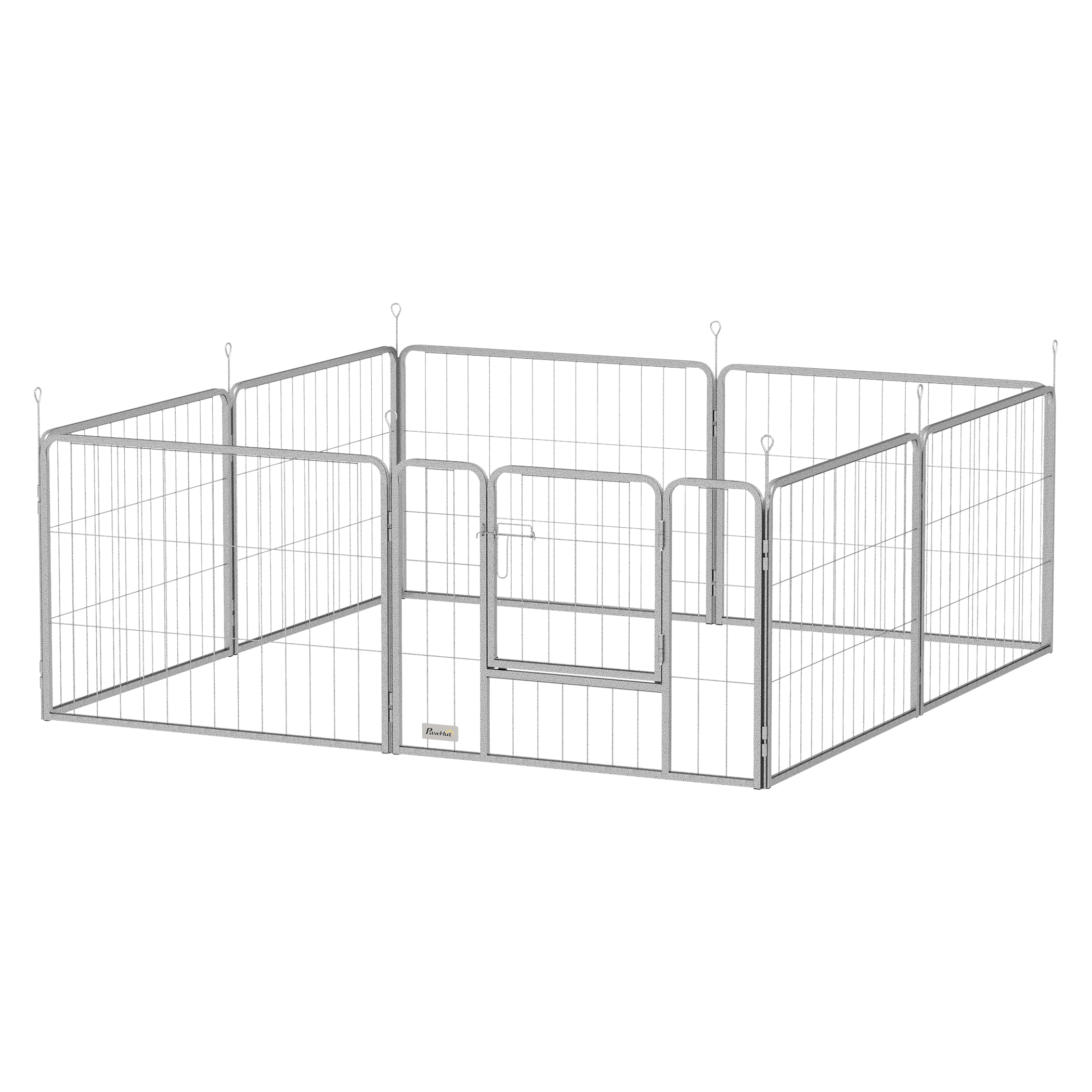 PawHut Welpenauslauf silber Stahl B/H/L: ca. 160x60x160 cm
