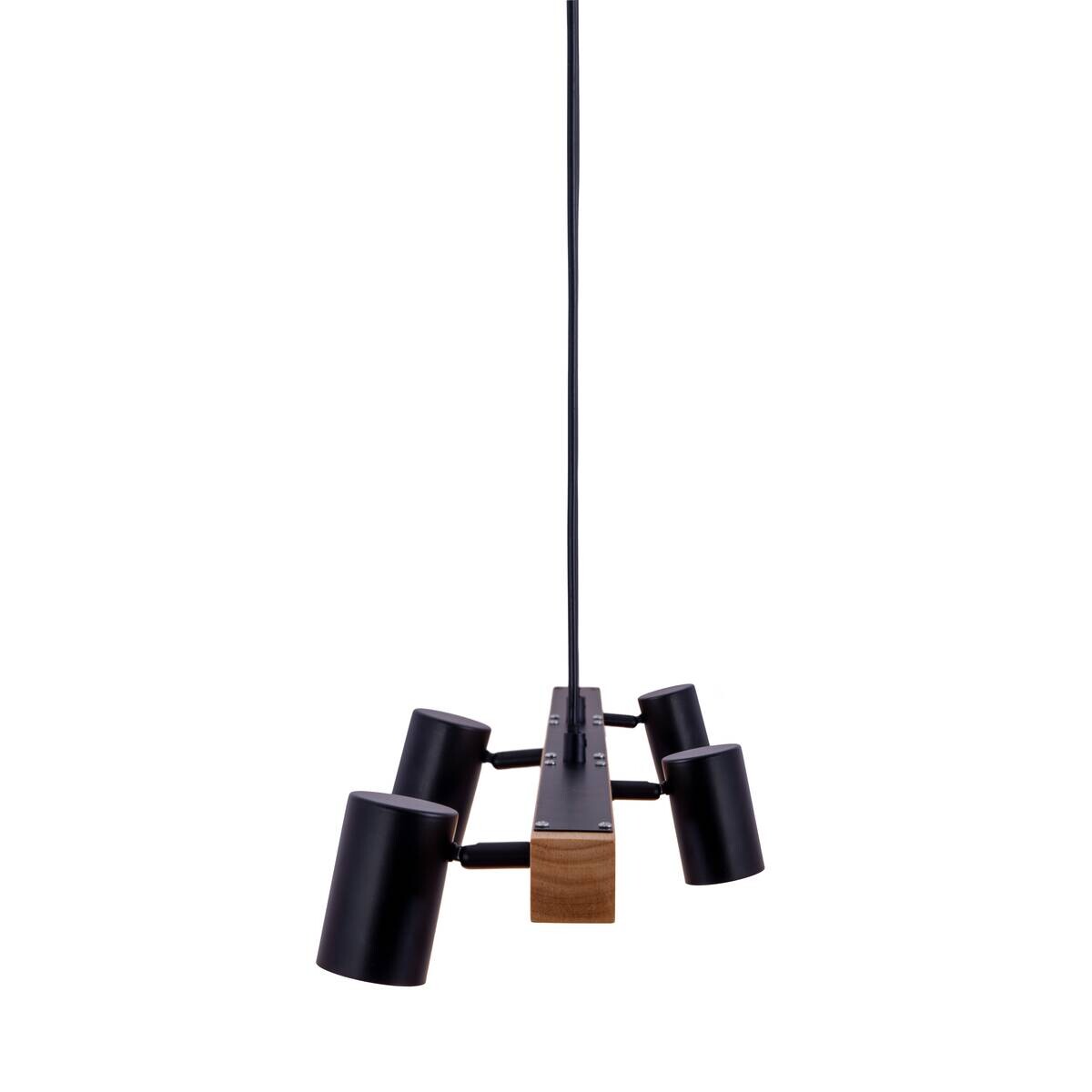 Näve Leuchten Pendelleuchte 7094522 schwarz Holz Metall B/H/T: ca. 24x120x80 cm GU10 4 Brennstellen