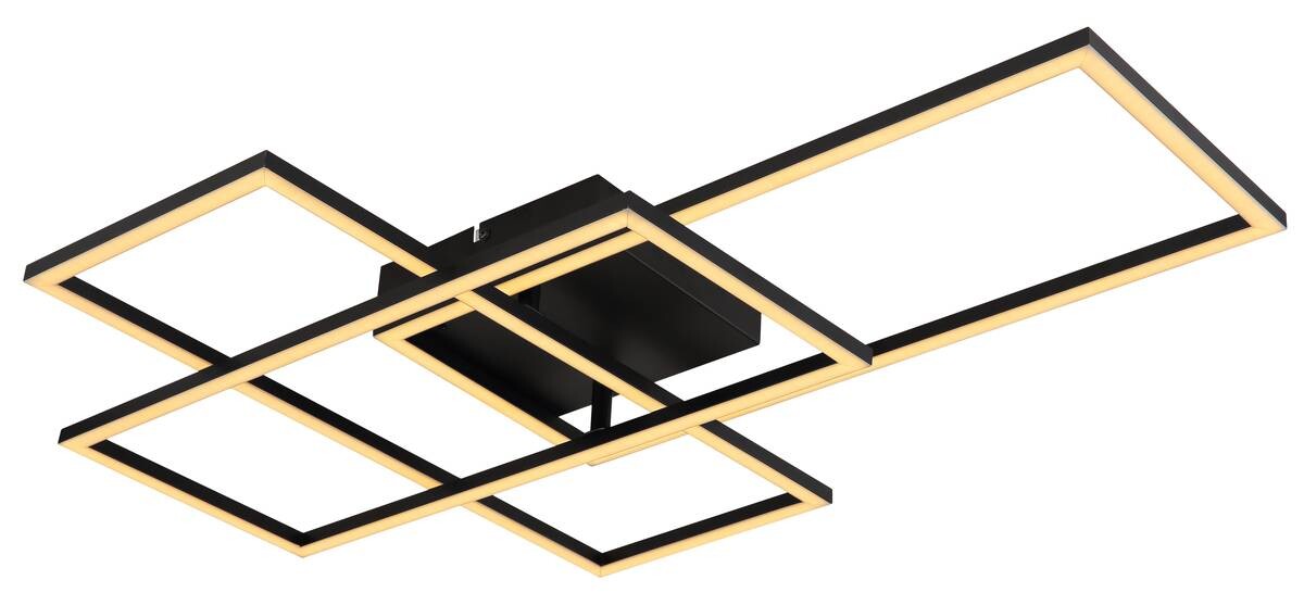 GLOBO Deckenleuchte schwarz Metall Acryl B/H/T: ca. 51x9,5x74 cm 1 Brennstellen