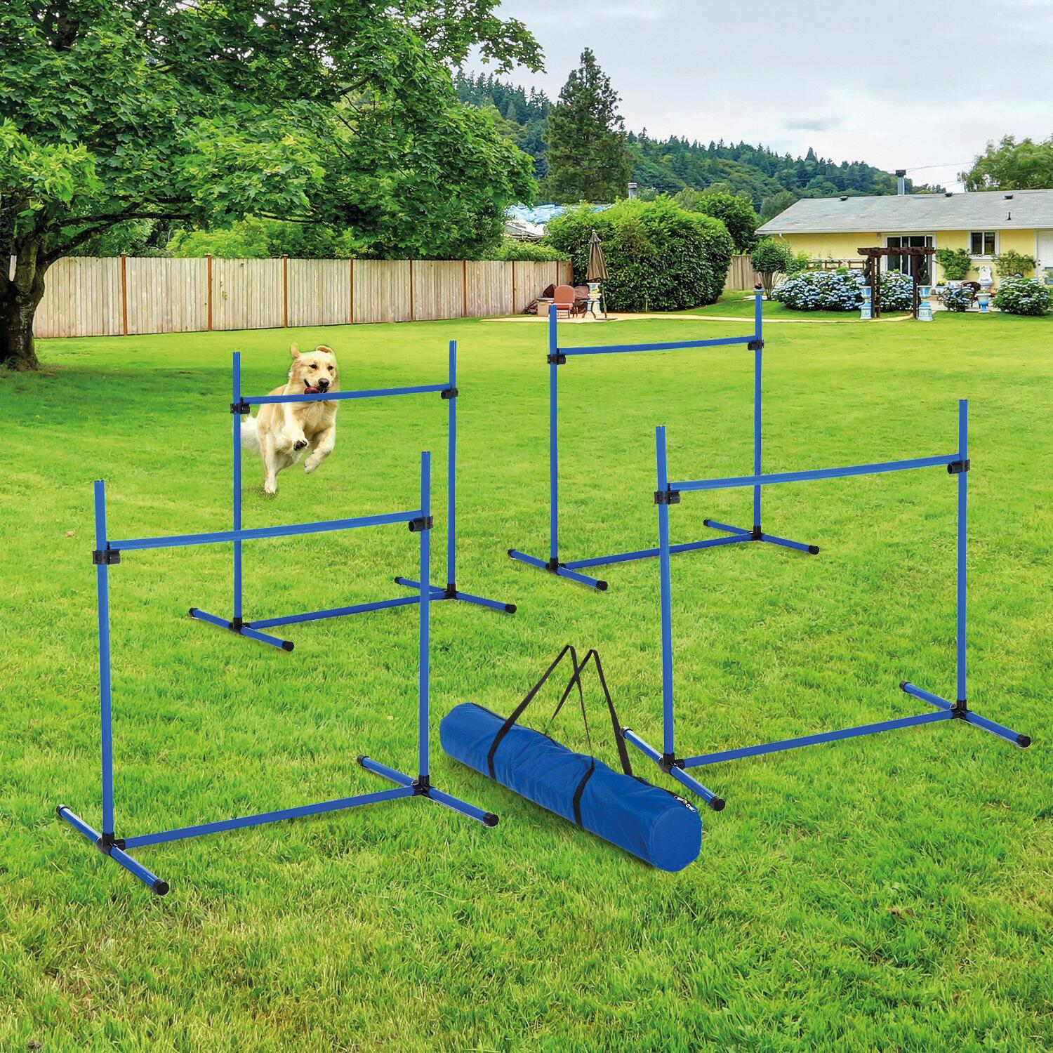 PawHut Agility Hürdenset blau Kunststoff B/H/L: ca. 65x95x95 cm