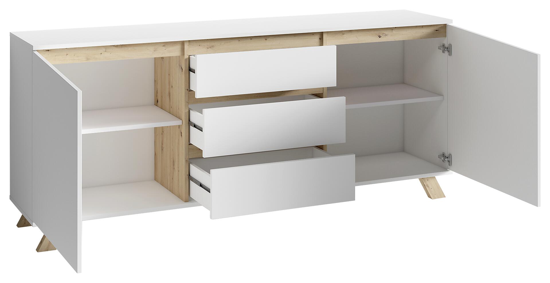 Sideboard VALENTIN weiß Eiche Nachbildung B/H/T: ca. 180x80x38 cm