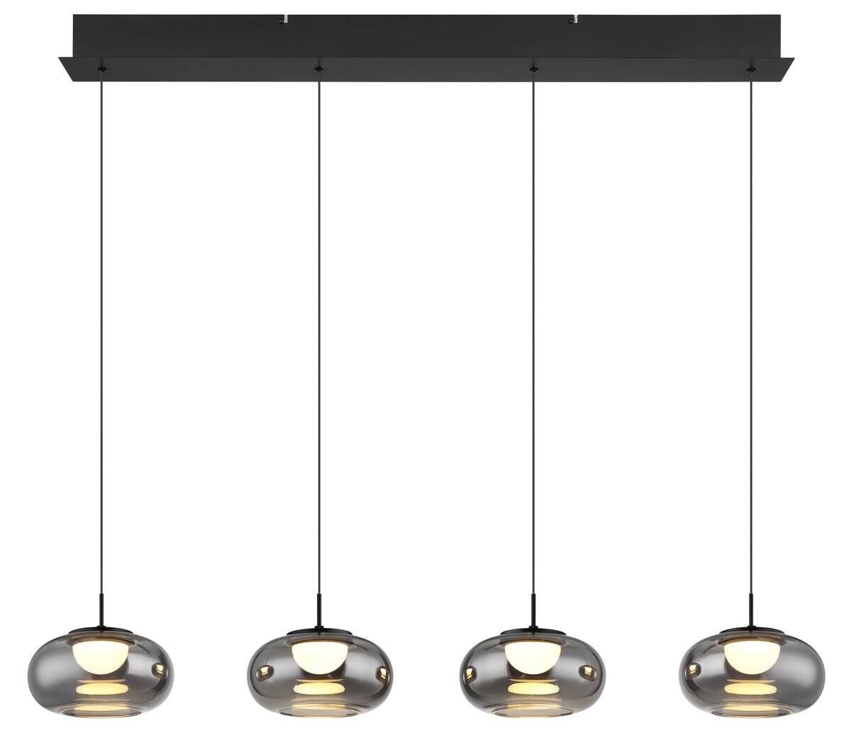 GLOBO LED-Pendelleuchte mattschwarz Rauch schwarz Metall Glas B/H/T: ca. 110x150x20 cm 1.0 Brennstellen